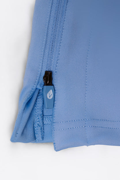 Vervee Scrubs Essential Scrub Top Ceil Blue with side zipper for maternity, postpartum, nursing, pumping, and breastfeeding