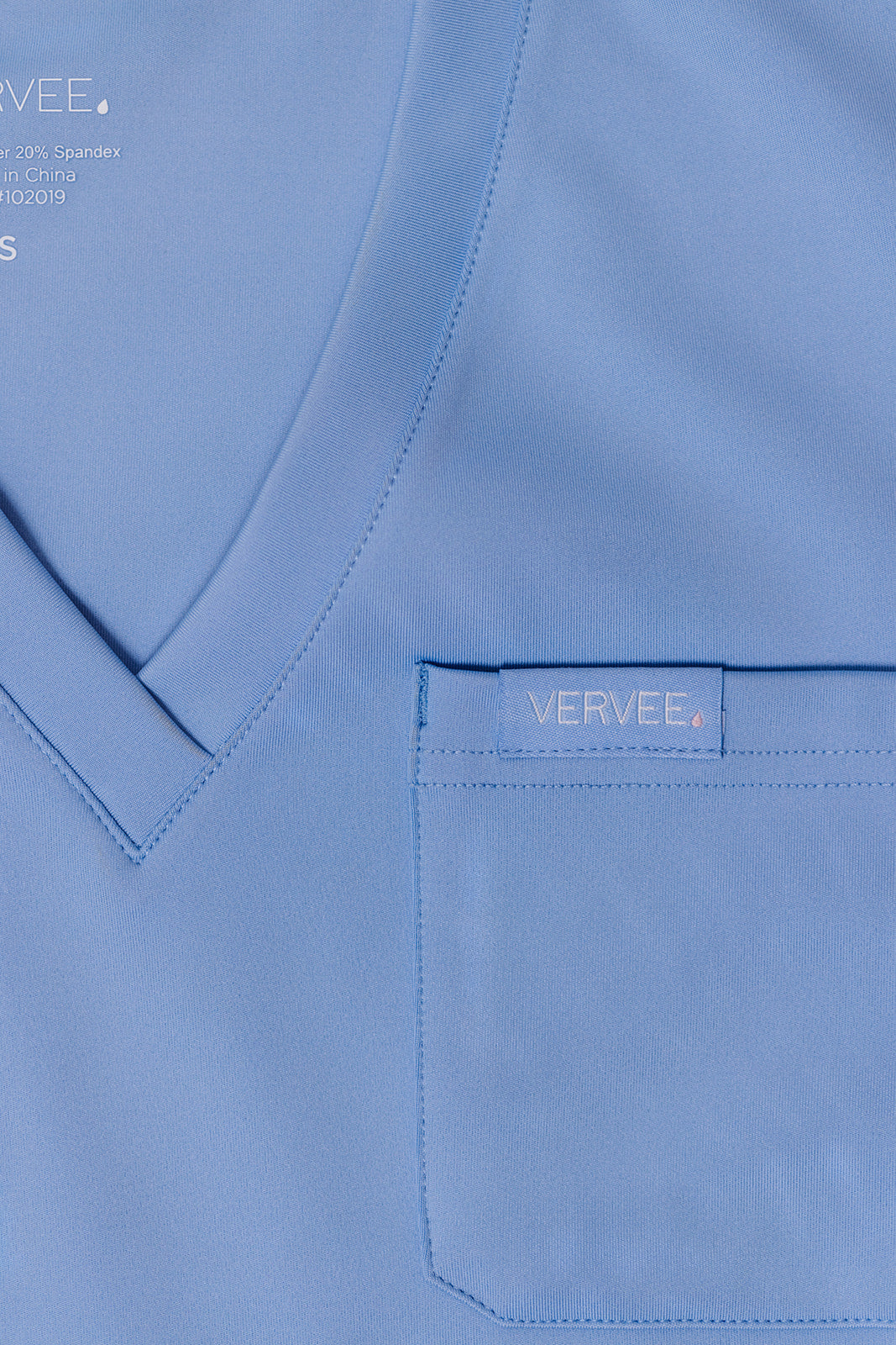 Vervee Scrubs Essential Scrub Top Ceil Blue with side zipper for maternity, postpartum, nursing, pumping, and breastfeeding