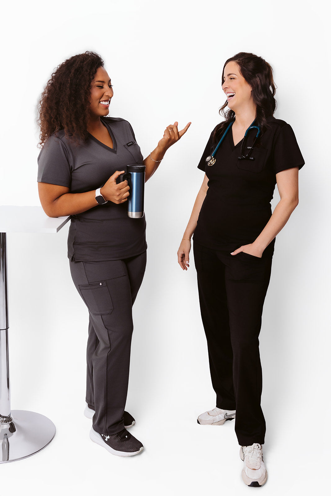 Vervee Scrubs Essential Straight Leg Pants for Women in Black and Slate Grey