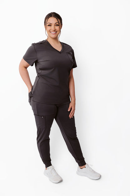 Vervee Scrubs Essential Scrub Pants Joggers slate grey, stretchable, luxury, women
